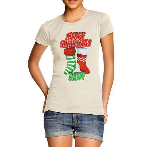 Personalised Merry Christmas Stockings Women's T-Shirt 