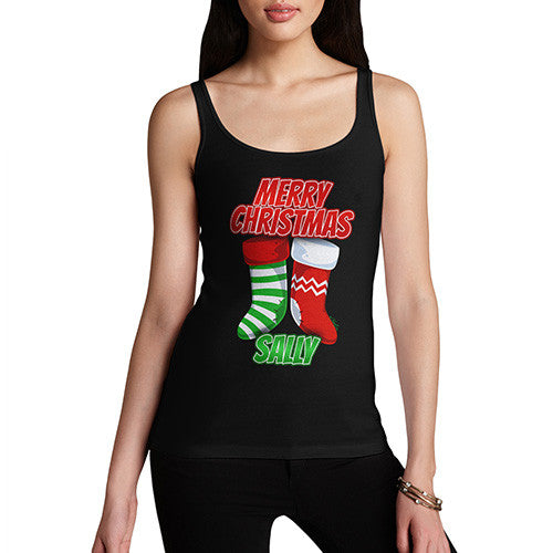 Personalised Merry Christmas Stockings Women's Tank Top