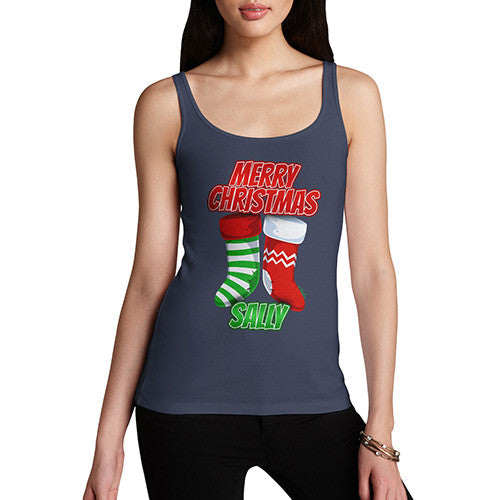 Personalised Merry Christmas Stockings Women's Tank Top