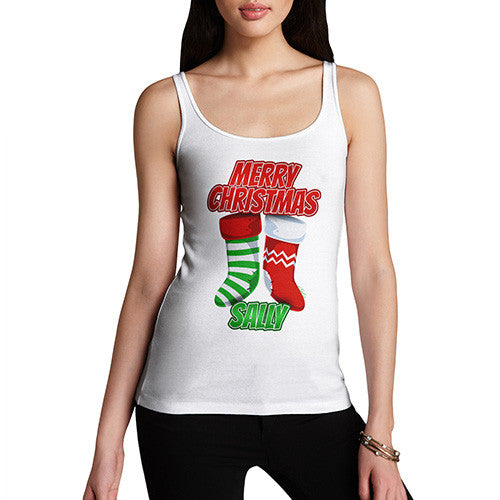 Personalised Merry Christmas Stockings Women's Tank Top