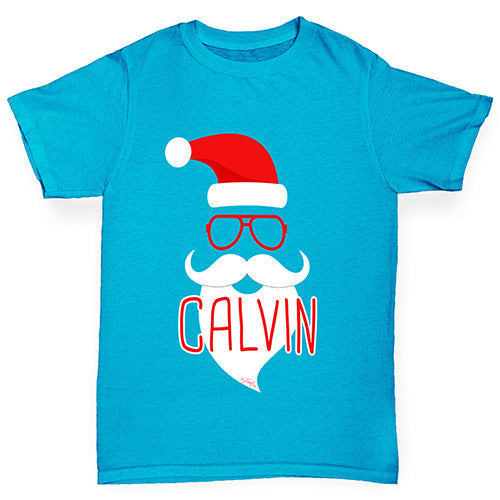 Personalised Hipster Santa Beard Boy's T-Shirt