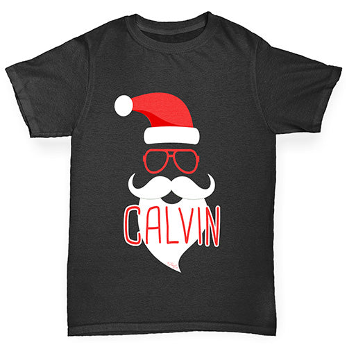 Personalised Hipster Santa Beard Boy's T-Shirt