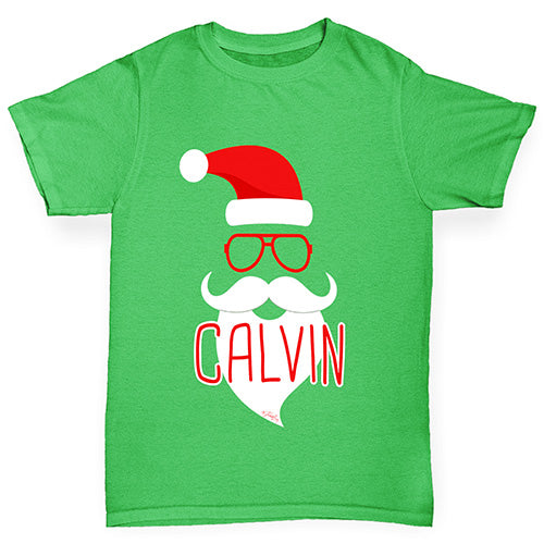 Personalised Hipster Santa Beard Boy's T-Shirt