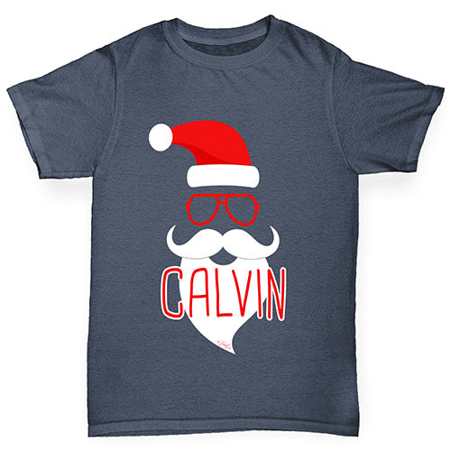 Personalised Hipster Santa Beard Boy's T-Shirt