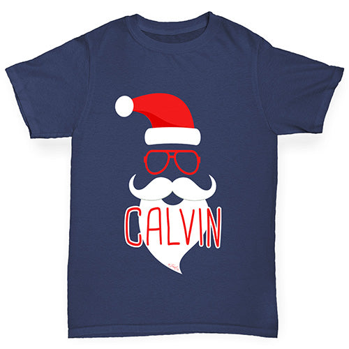 Personalised Hipster Santa Beard Boy's T-Shirt