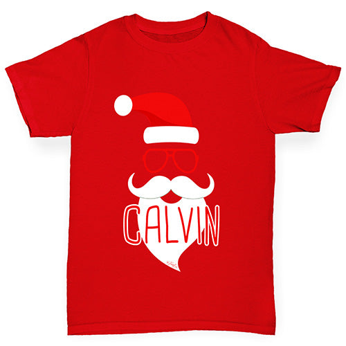 Personalised Hipster Santa Beard Boy's T-Shirt