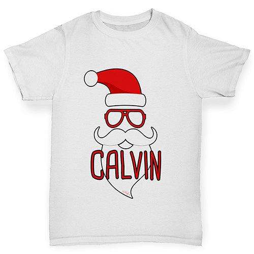 Personalised Hipster Santa Beard Boy's T-Shirt