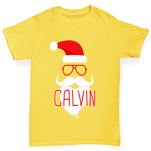 Personalised Hipster Santa Beard Boy's T-Shirt