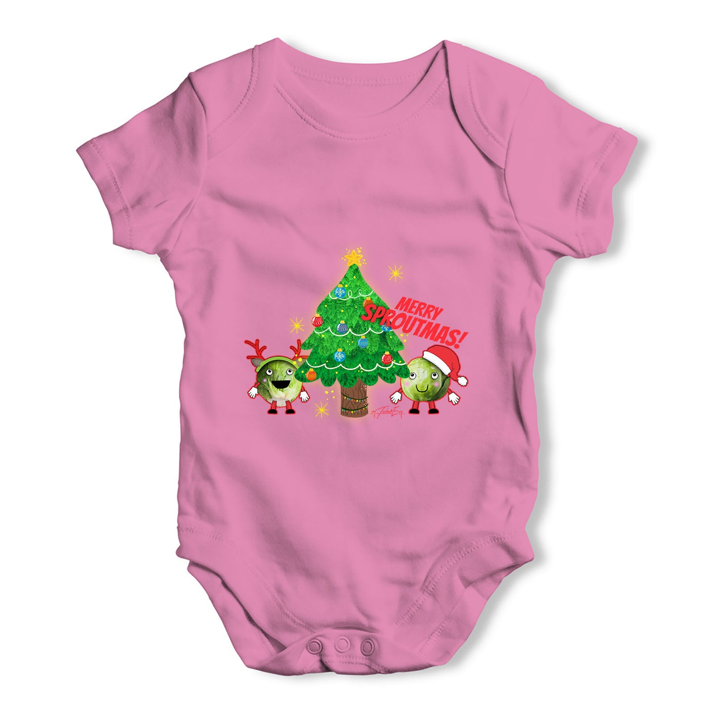 Merry Sproutmas Christmas Tree Baby Grow Bodysuit