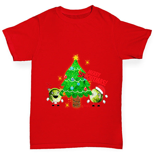 Merry Sproutmas Christmas Tree Boy's T-Shirt