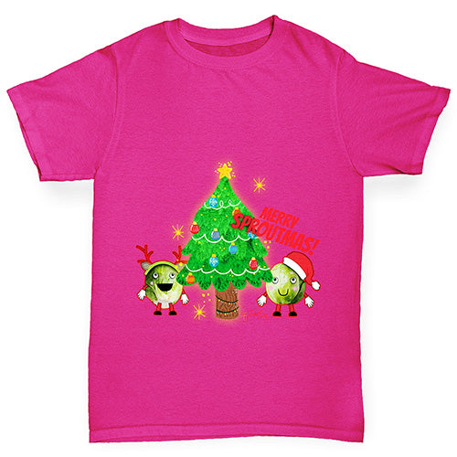 Merry Sproutmas Christmas Tree Girl's T-Shirt 