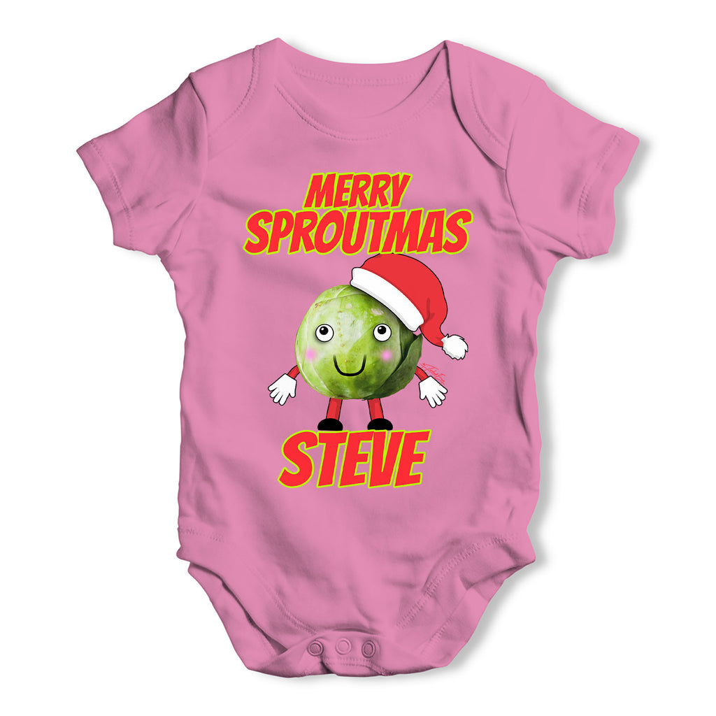 Personalised Merry Sproutmas Hat Baby Grow Bodysuit