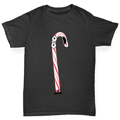 Cartoon Christmas Candy Cane Boy's T-Shirt