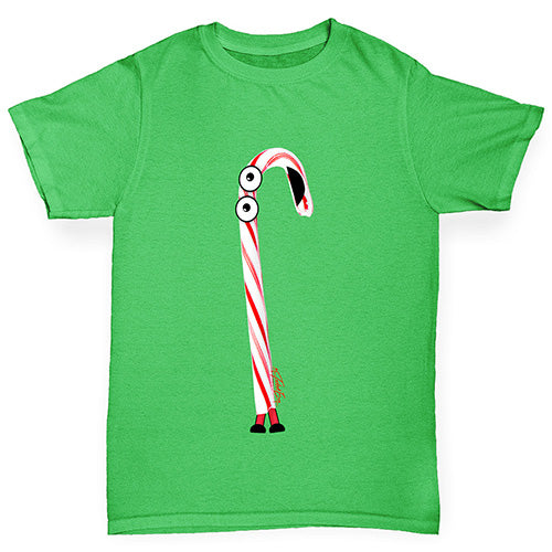 Cartoon Christmas Candy Cane Boy's T-Shirt