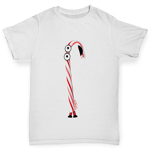 Cartoon Christmas Candy Cane Boy's T-Shirt