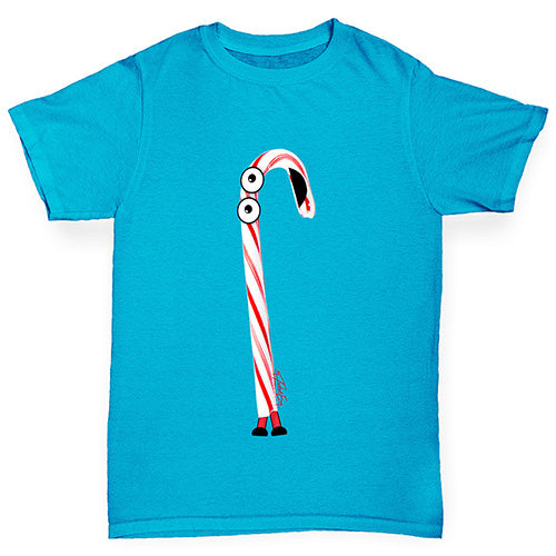 Cartoon Christmas Candy Cane Girl's T-Shirt 