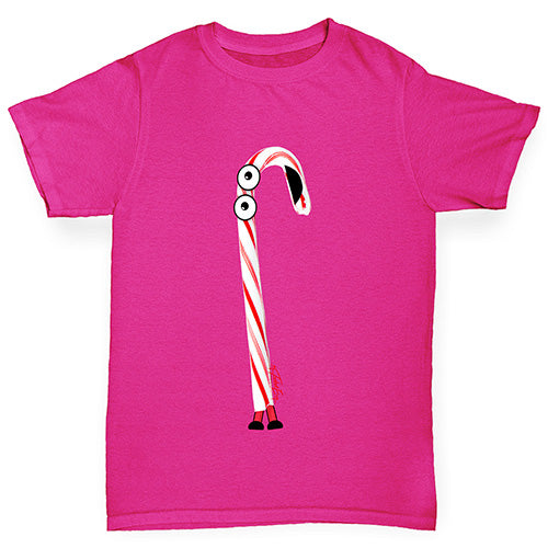 Cartoon Christmas Candy Cane Girl's T-Shirt 