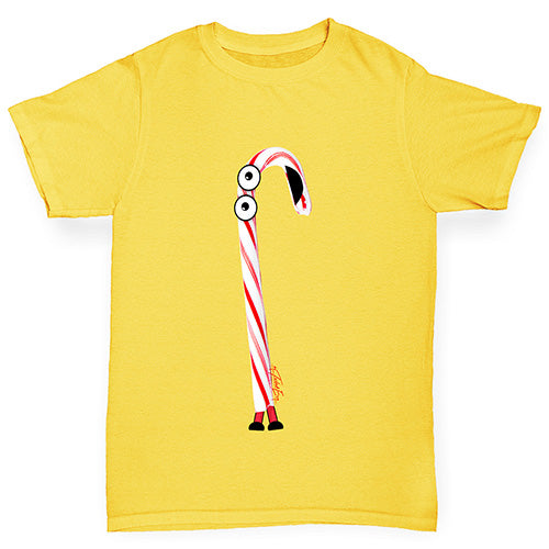 Cartoon Christmas Candy Cane Girl's T-Shirt 