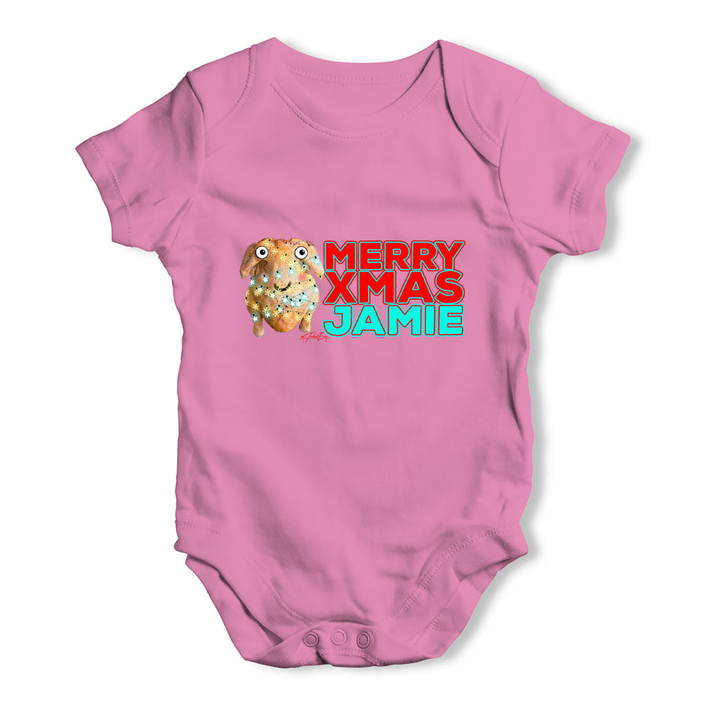 Personalised Cartoon Christmas Turkey Baby Grow Bodysuit