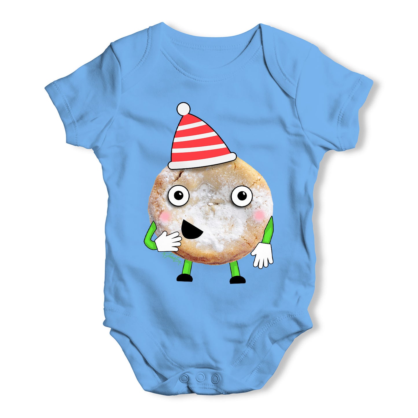 Cartoon Christmas Mince Pie Baby Grow Bodysuit