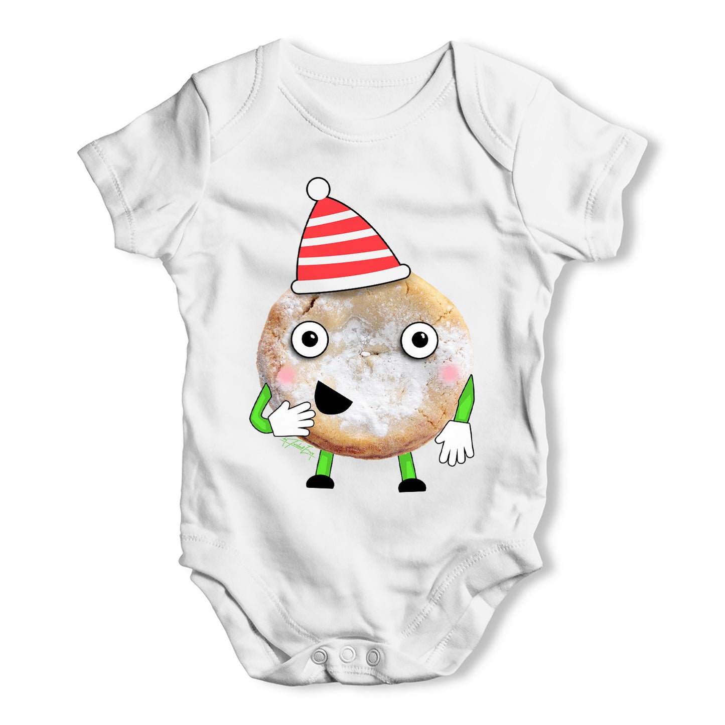 Cartoon Christmas Mince Pie Baby Grow Bodysuit