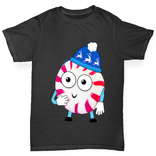 Cartoon Christmas Peppermint Candy Boy's T-Shirt