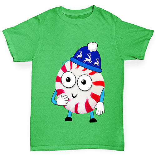 Cartoon Christmas Peppermint Candy Boy's T-Shirt