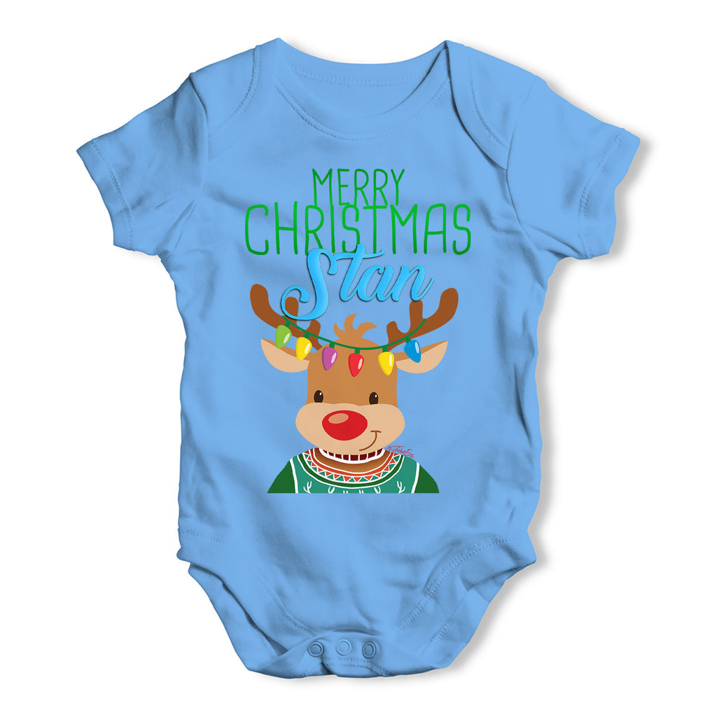 Personalised Christmas Reindeer Sweater Baby Grow Bodysuit