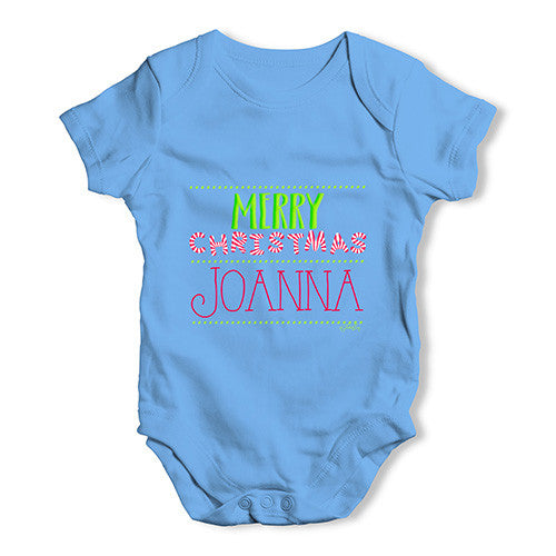 Personalised Merry Christmas Candy Stripes Baby Unisex Baby Grow Bodysuit