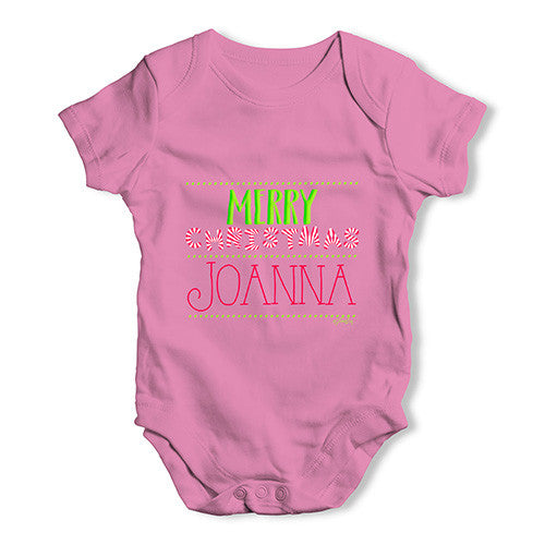 Personalised Merry Christmas Candy Stripes Baby Unisex Baby Grow Bodysuit