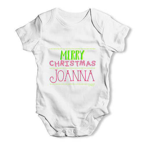 Personalised Merry Christmas Candy Stripes Baby Unisex Baby Grow Bodysuit