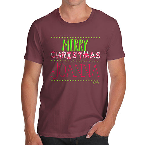 Personalised Merry Christmas Candy Stripes Men's T-Shirt