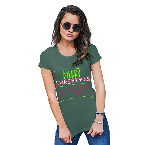 Personalised Merry Christmas Candy Stripes Women's T-Shirt 