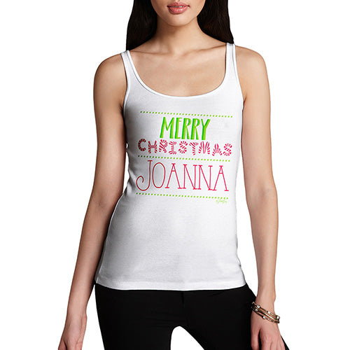Personalised Merry Christmas Candy Stripes Women's Tank Top