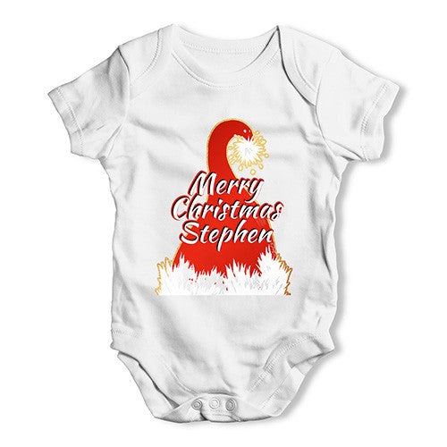 Personalised Merry Christmas Santa Hat Baby Unisex Baby Grow Bodysuit
