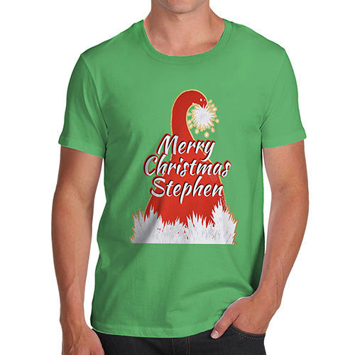 Personalised Merry Christmas Santa Hat Men's T-Shirt