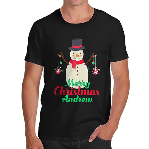 Personalised Merry Christmas Snowman Baubles Men's T-Shirt