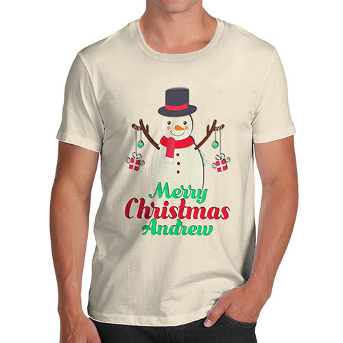 Personalised Merry Christmas Snowman Baubles Men's T-Shirt