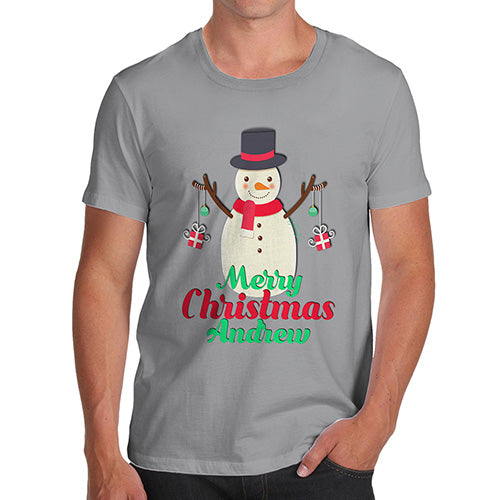 Personalised Merry Christmas Snowman Baubles Men's T-Shirt