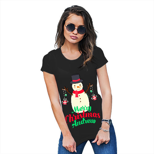 Personalised Merry Christmas Snowman Baubles Women's T-Shirt 