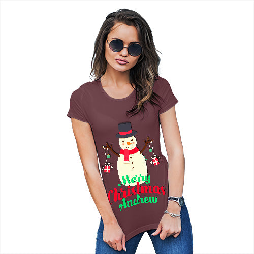 Personalised Merry Christmas Snowman Baubles Women's T-Shirt 