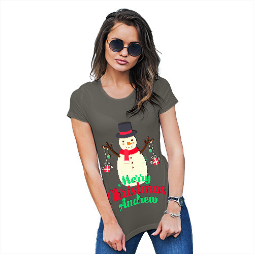 Personalised Merry Christmas Snowman Baubles Women's T-Shirt 