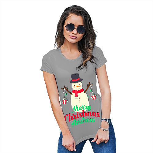 Personalised Merry Christmas Snowman Baubles Women's T-Shirt 