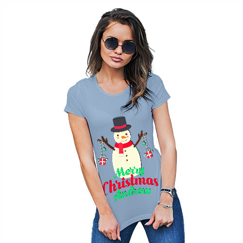 Personalised Merry Christmas Snowman Baubles Women's T-Shirt 