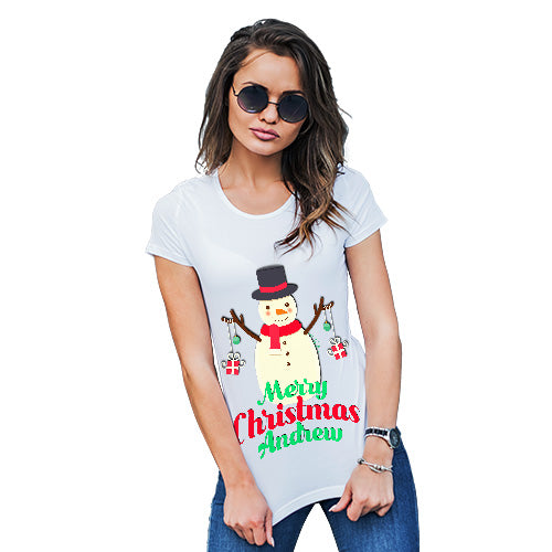 Personalised Merry Christmas Snowman Baubles Women's T-Shirt 