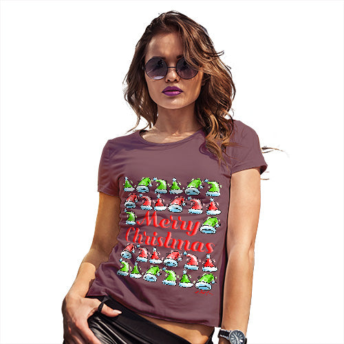 Merry Christmas Santa Hat Pattern Women's T-Shirt 