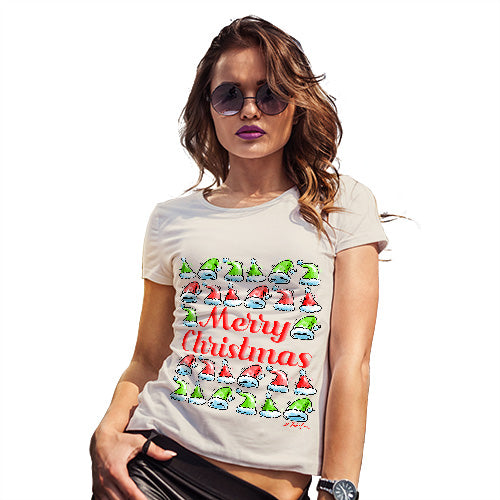 Merry Christmas Santa Hat Pattern Women's T-Shirt 