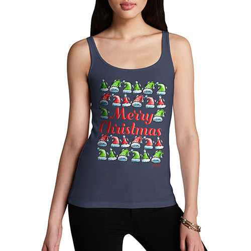 Merry Christmas Santa Hat Pattern Women's Tank Top