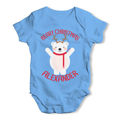 Personalised Beary Christmas Baby Unisex Baby Grow Bodysuit