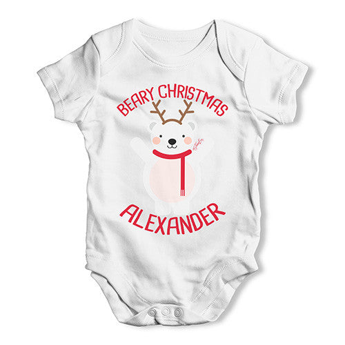 Personalised Beary Christmas Baby Unisex Baby Grow Bodysuit